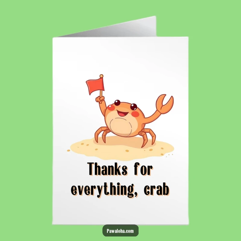 Free Printable Funny Thank You Card: Crab's Beach Greeting - Sweet Downloadable Gift