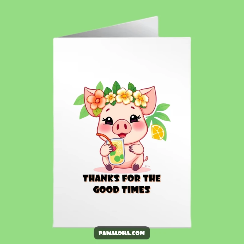 Free Printable Funny Thank You Card: Pig's Luau Thanks - Sweet Downloadable Gift