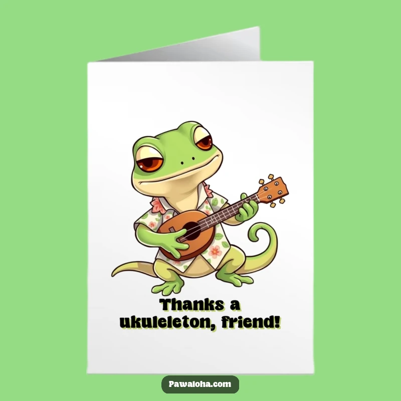 Free Printable Gecko Thank You Card: Strumming Appreciation with Humor