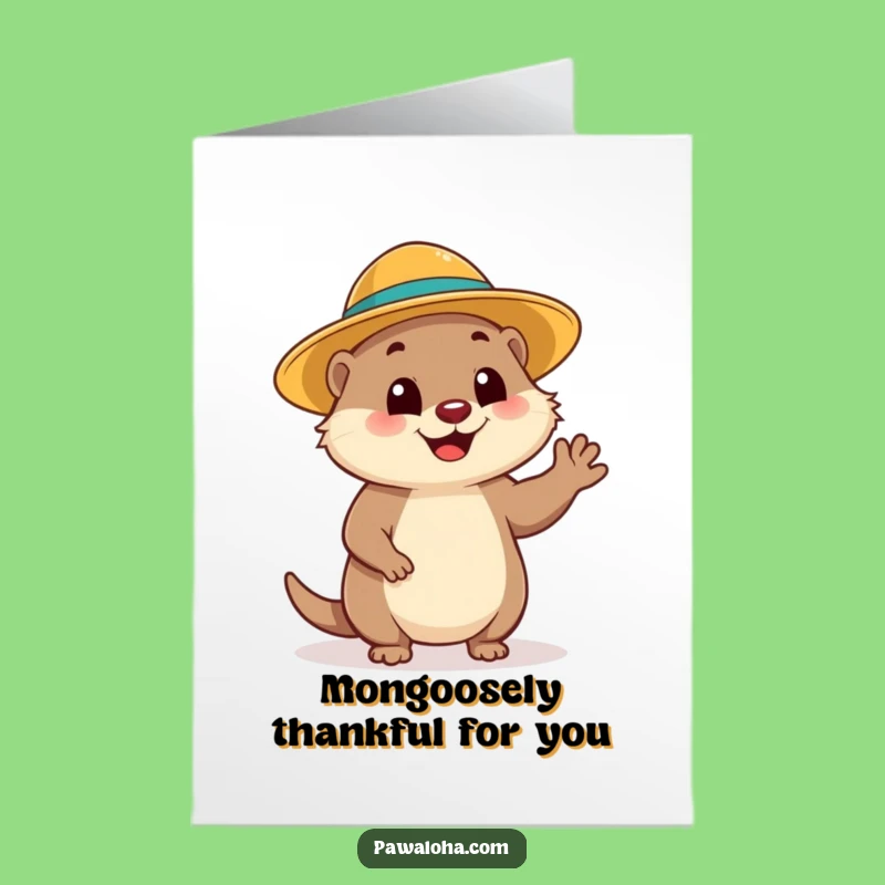 Free Printable Mongoose Thank You Card: Funny Waving Mongoose Gift, Print at Home