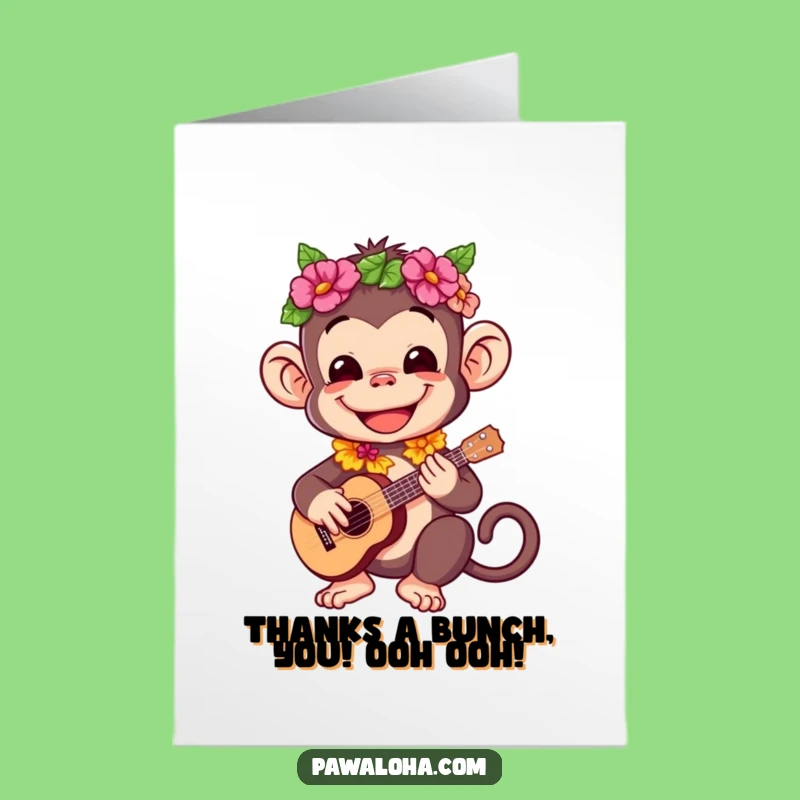 Free Printable Monkey Thank You Card: Funny Downloadable Gift for Aloha Thanks!
