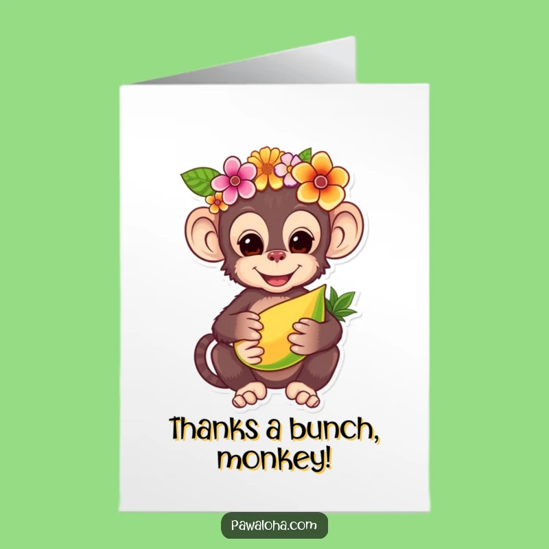 Free Printable Monkey Thank You Card - Tropical Downloadable Gratitude