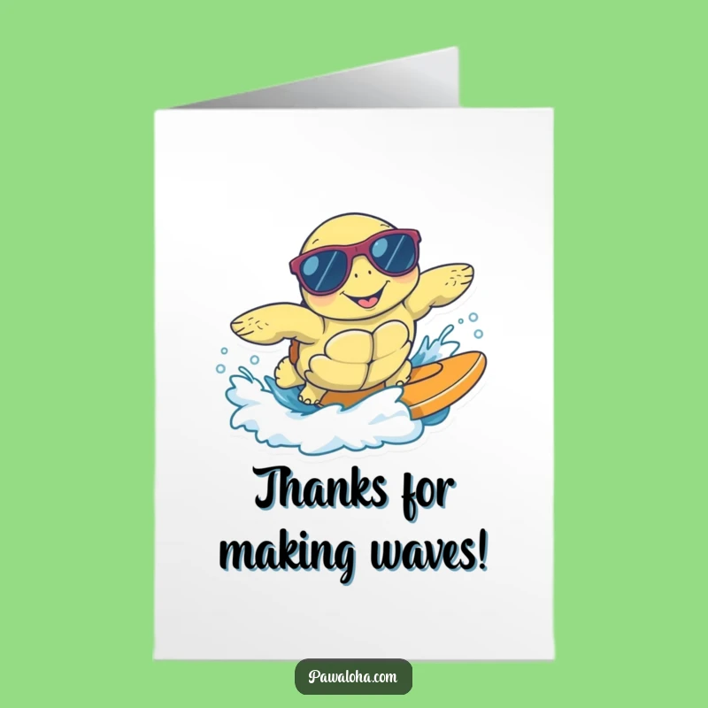 Free Printable Surfing Turtle Thank You Card - Cool Downhomable Gratitude