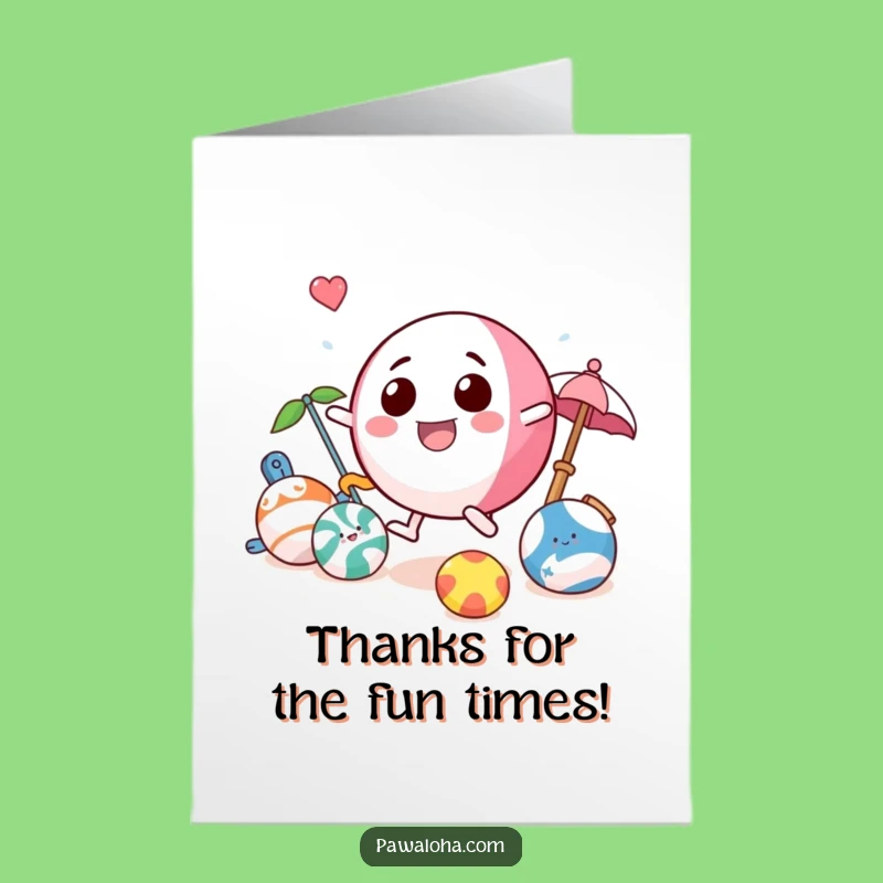 Free Printable Thank You Card: Bouncing Beach Ball, Funny Beach Vibes, DIY Downloadable Gift!