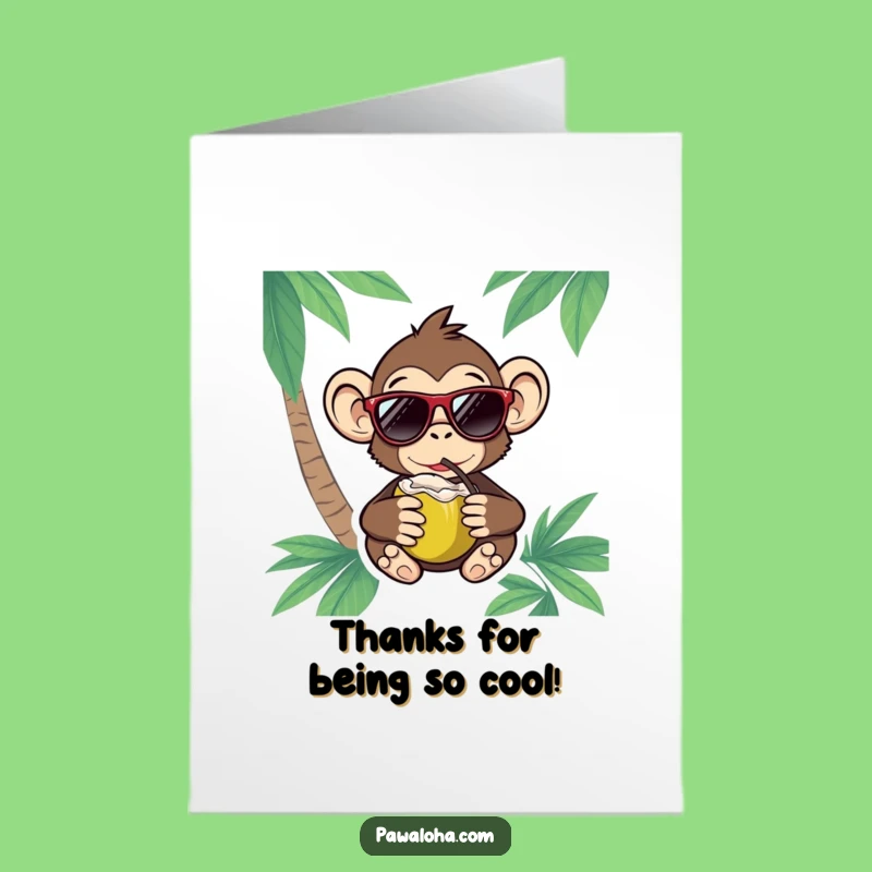 Free Printable Thank You Card: Cool Monkey Thanks - Print at Home Downloadable!