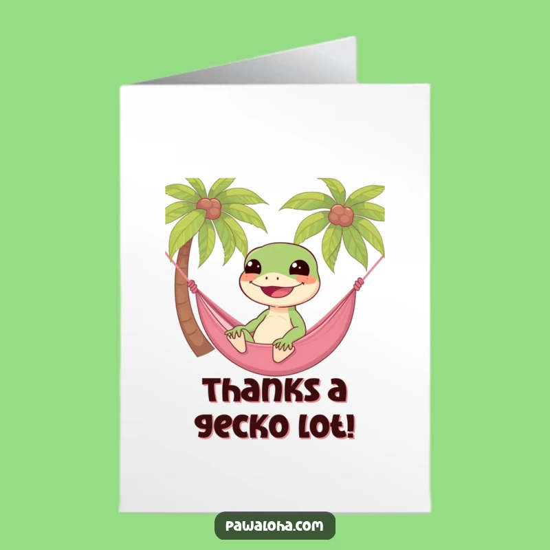 Free Printable Thank You Card: Gecko Hammock Gratitude - Your Funny Downloadable Gift!