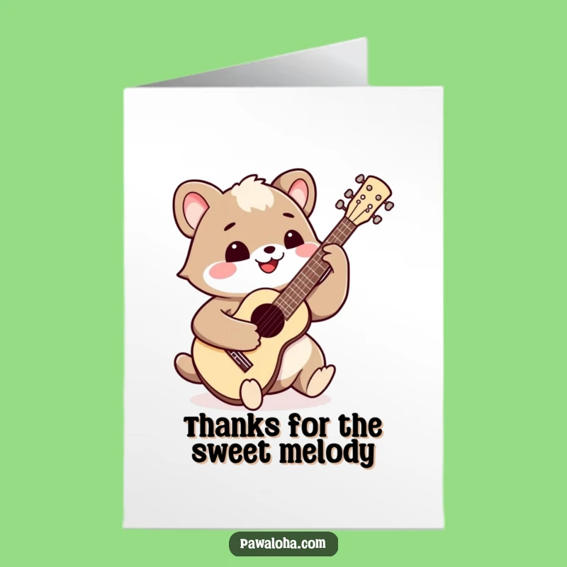 Free Printable Thank You Card Happy Ukulele Animal Wide Smile Download