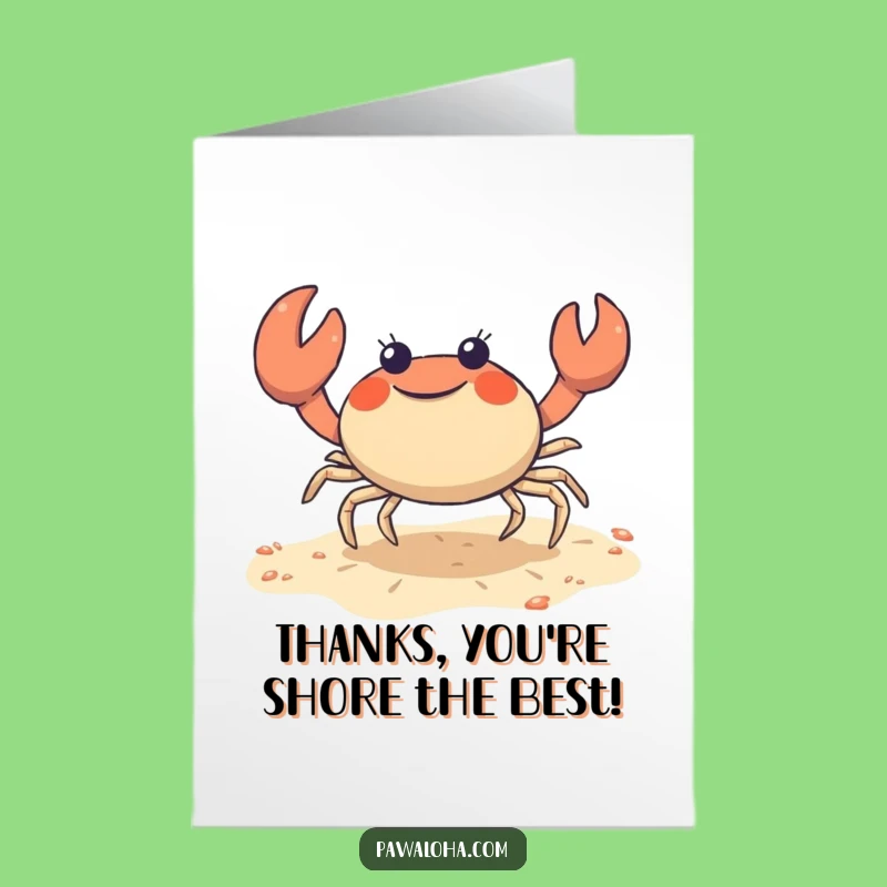Free Printable Thank You Card: Joyful Crab Shuffle, Funny Beach Thanks, DIY Downloadable Gift!