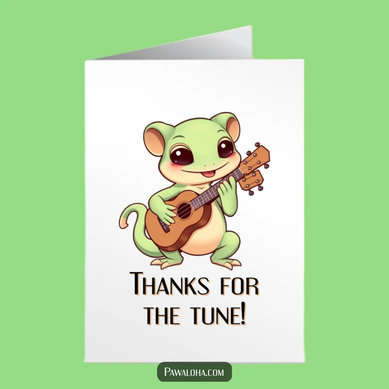 Free Printable Thank You Card: Kawaii Gecko Ukulele Tune!
