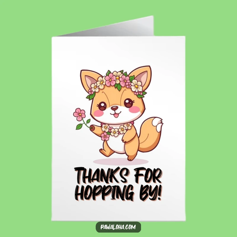 Free Printable Thank You Card: Leis & Hopping Animal - Downloadable DIY Gift for Enthusiastic Thanks