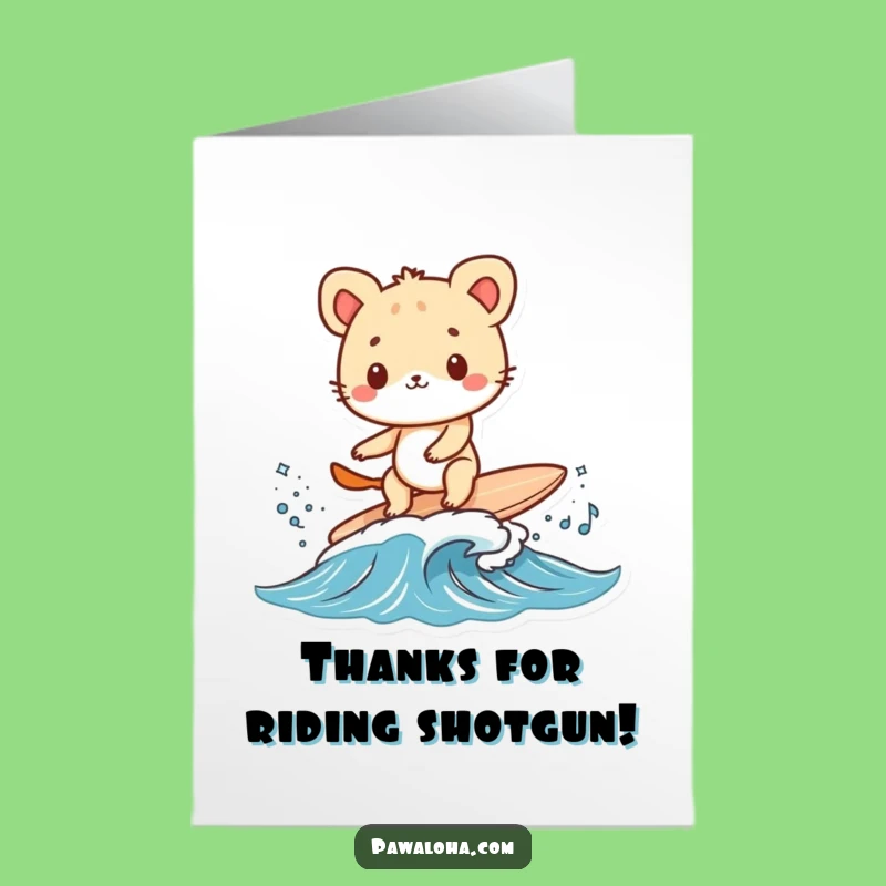 Free Printable Thank You Card Surfing Animal Tiny Board Gratitude Download