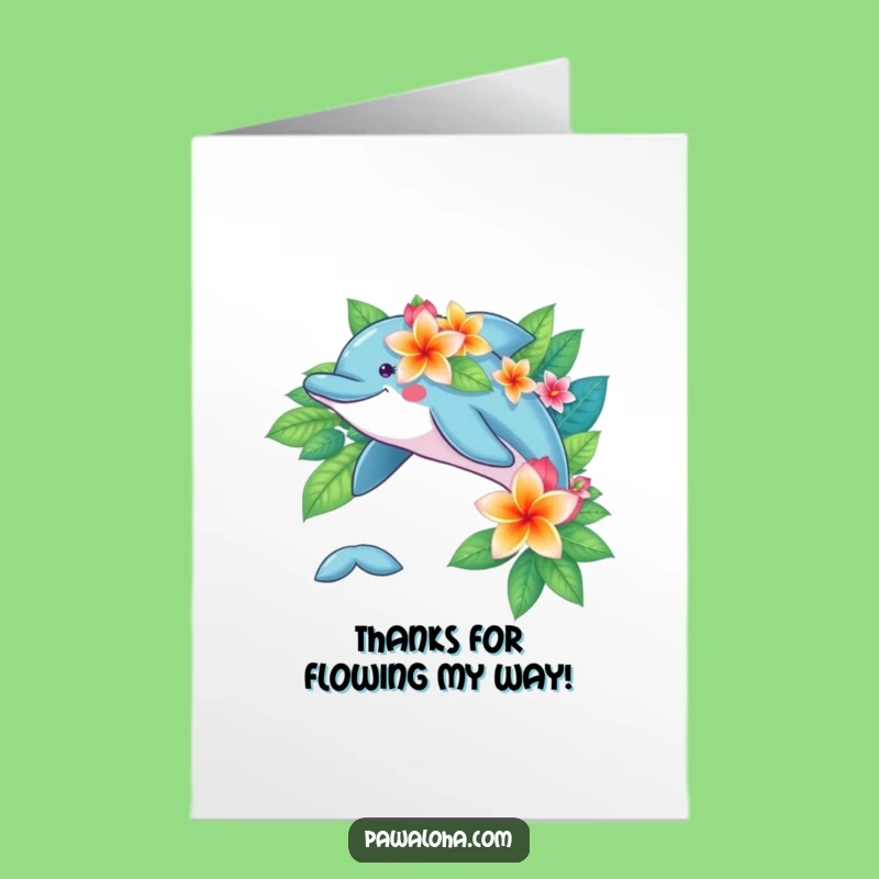 Free Printable Thank You Dolphin Card - Funny Tropical Appreciation Downloadable