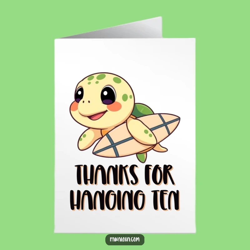 Free Printable Turtle Thank You Card: Funny Surfer Turtle Gift, Print at Home