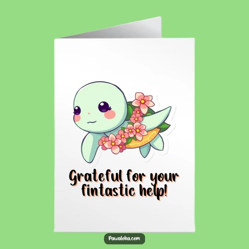 Free Printable Thank You Card: Funny Kawaii Turtle Garland Gratitude Downloadable Gift