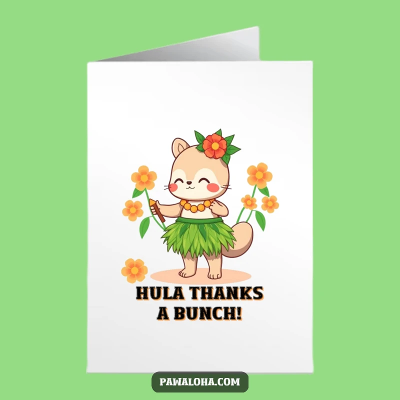Free Printable Thank You Card: Hula Animal - Downloadable DIY Gift for Tropical Thanks