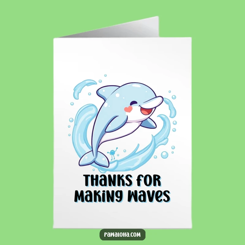 Humorous Free Printable Thank You Card: Dolphin's Happy Leap, Downloadable Gratitude