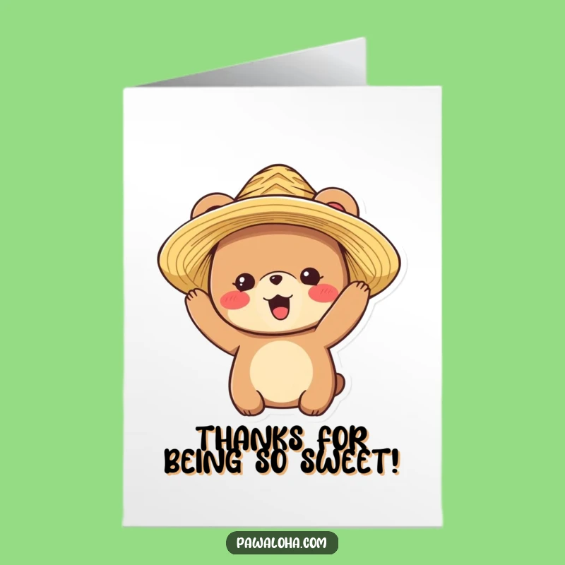 Free Printable Bear Thank You Card: Hat of Gratitude