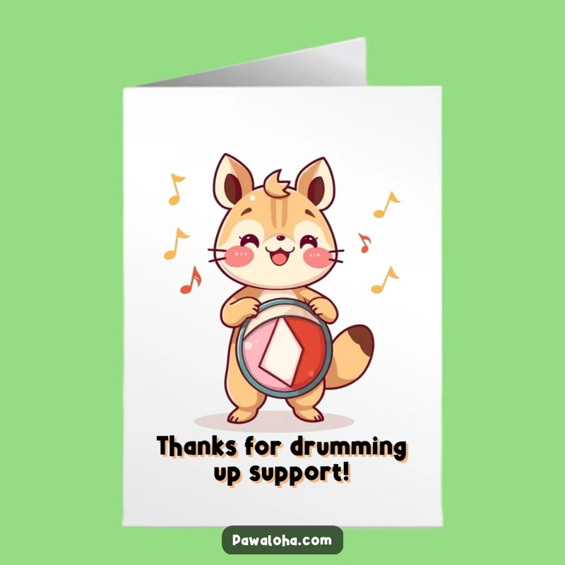 Free Printable Thank You Card: Drumming Animal - Downloadable DIY Gift for Joyful Thanks