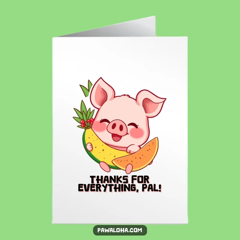 Free Printable Thank You Pig Card: Grateful Tropical Fruit Smile