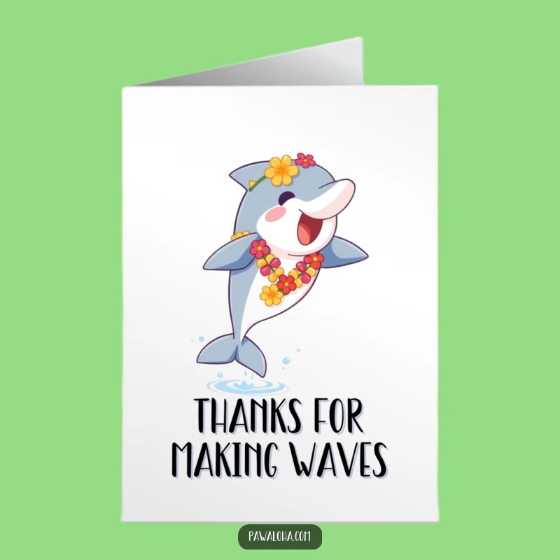 Free Printable Dolphin Thank You Card: Funny Lei Dolphin Gift, Print at Home