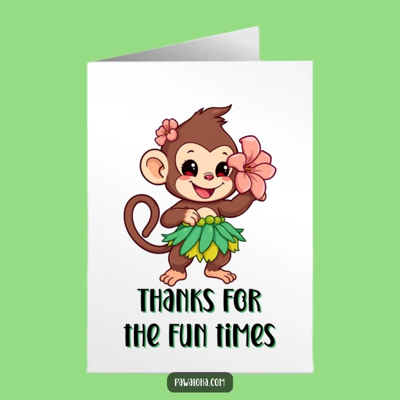 Free Printable Monkey Thank You Card: Funny Hula Monkey Gift, Print at Home