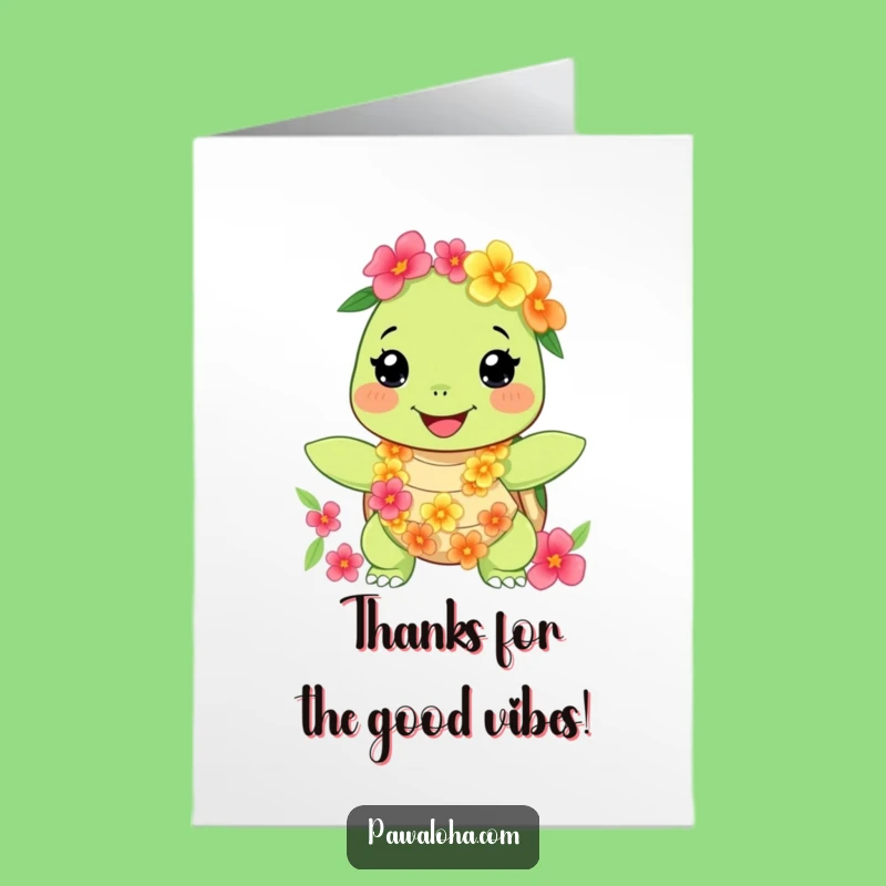 Free Printable Turtle Thank You Card: Happy Aloha Downloadable Gift