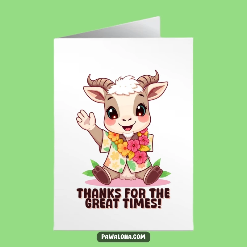Free Printable Thank You Goat Card: Aloha Cheer Gift