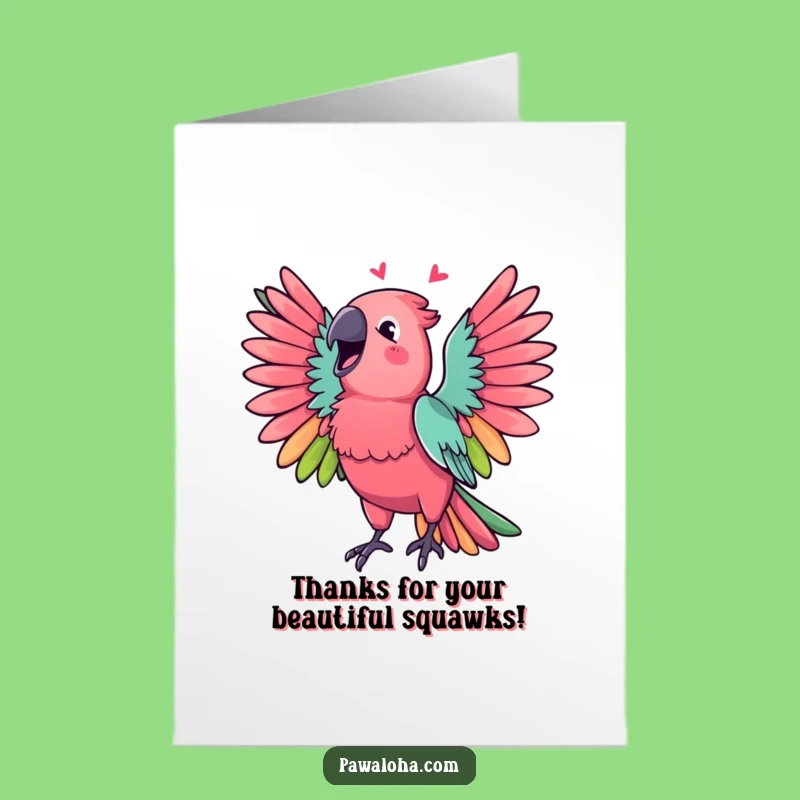 Free Printable Parrot Thank You Card: Funny Singing Bird Downloadable Greeting for Expressing Gratitude!