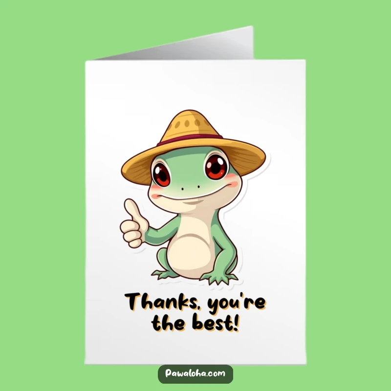 Free Printable Thank You Card: Smiling Gecko Thumbs Up, Funny Tropical Thanks, DIY Downloadable Gift!