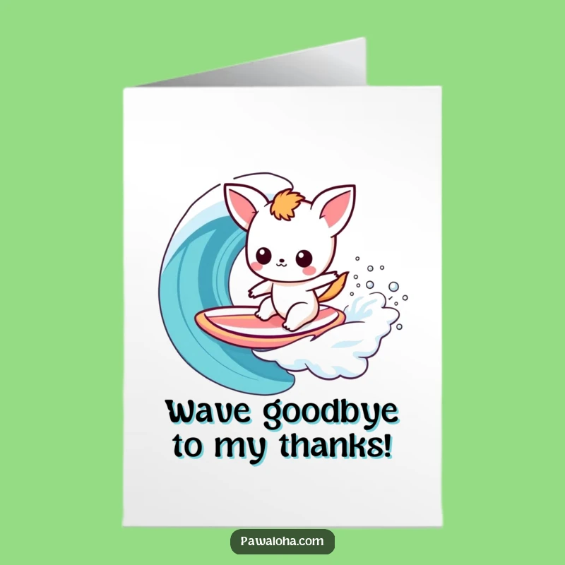 Free Printable Thank You Card: Surfing Animal Rainbow Gratitude Downloadable Gift