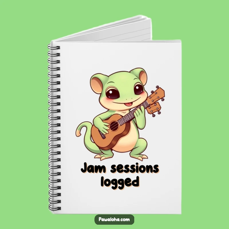 Funny Kawaii Gecko Ukulele Notebook: Musical Journal Gift