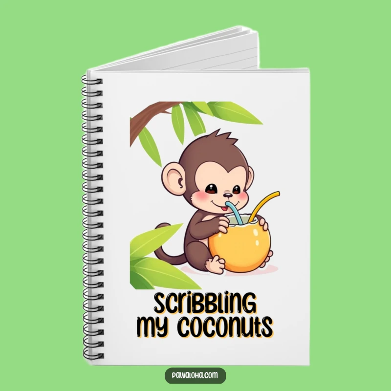 Funny Kawaii Monkey Notebook: Coconut Sipping Journal - Gift for Dreamers