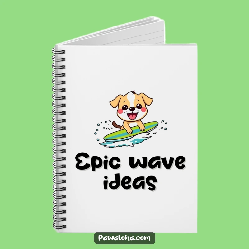 Funny Surfing Dog Notebook - Grinning Pup Surf Journal Gift