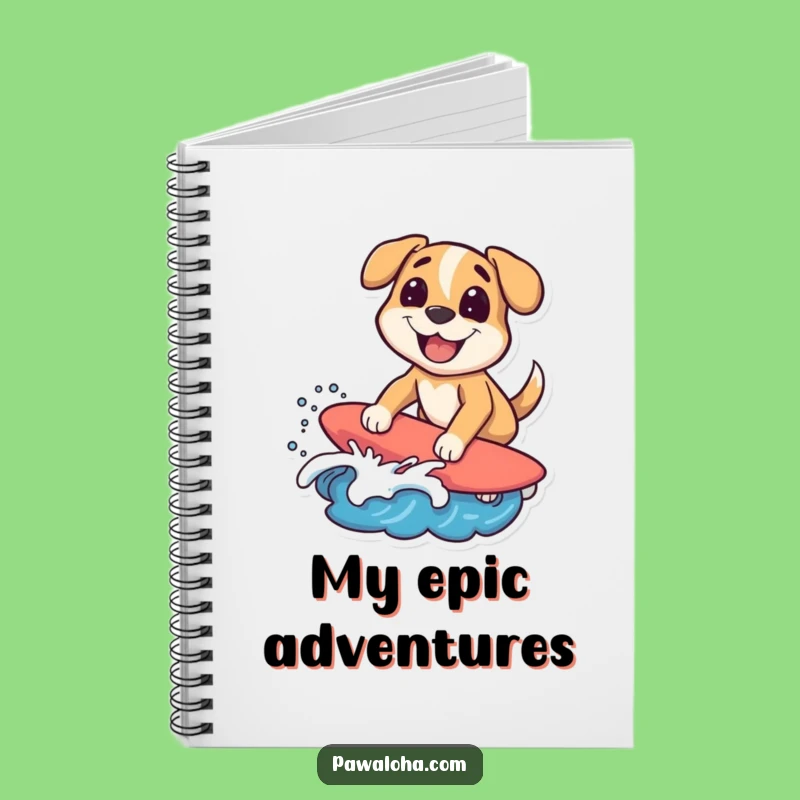 Funny Surfing Dog Notebook, Perfect for Jotting Down Rad Ideas