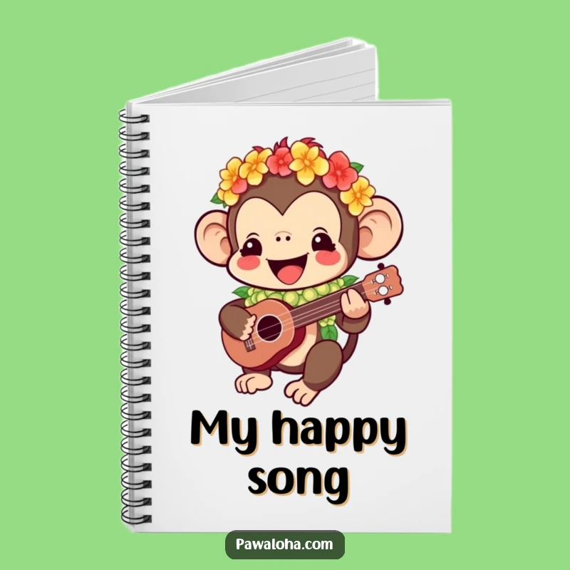 Funny Kawaii Monkey Notebook: Ukulele Tunes, Humorous Journal Gift