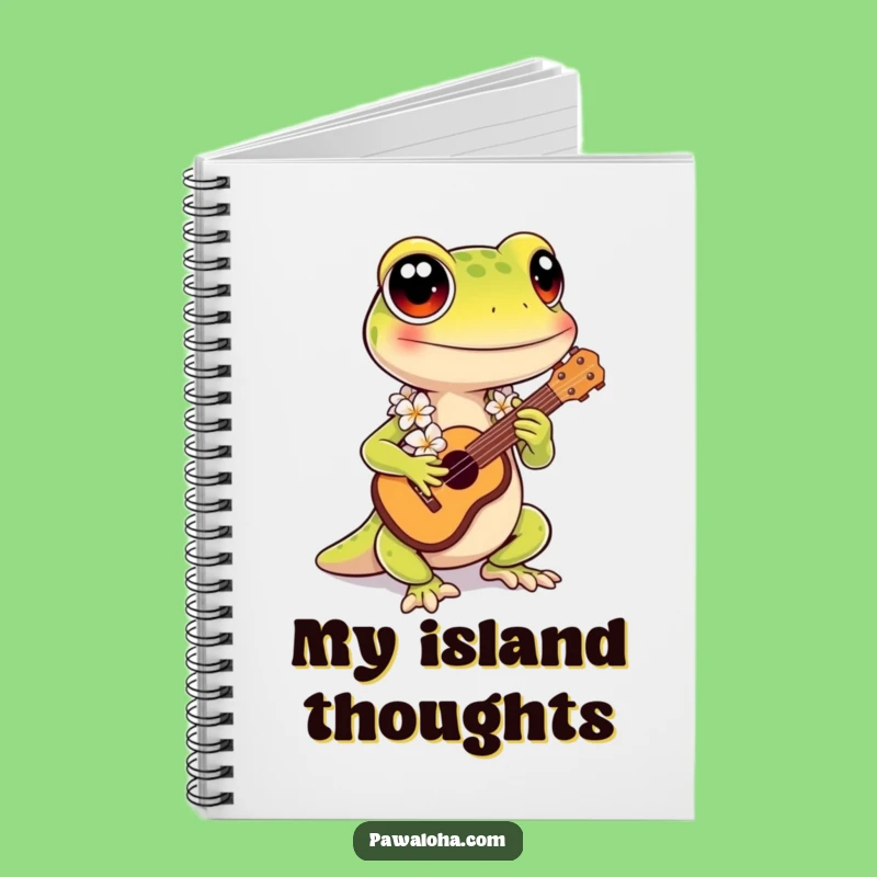 Funny Kawaii Gecko Notebook: Hawaiian Ukulele Journal - Perfect Gift for Writers