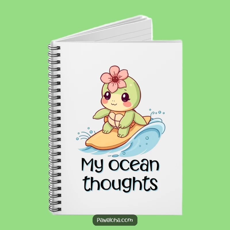 Funny Kawaii Sea Turtle Notebook: Cute Journal, Perfect Surfer Inspired Funny Gift