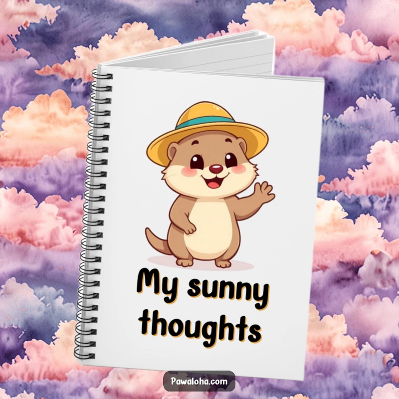 Funny Mongoose Wave Notebook: Features a waving mongoose in a sun hat, ready to inspire funny thoughts and sunny doodles.
