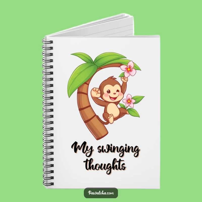 Funny Monkey Swinging Notebook - Tropical Tree Journal Gift