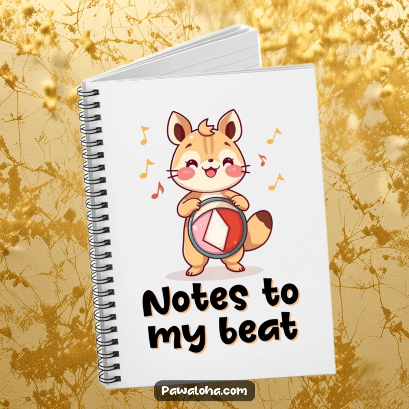 Funny Notebook: An animal character plays a festive drum with joyful rhythm, ideal for writing down funny thoughts.