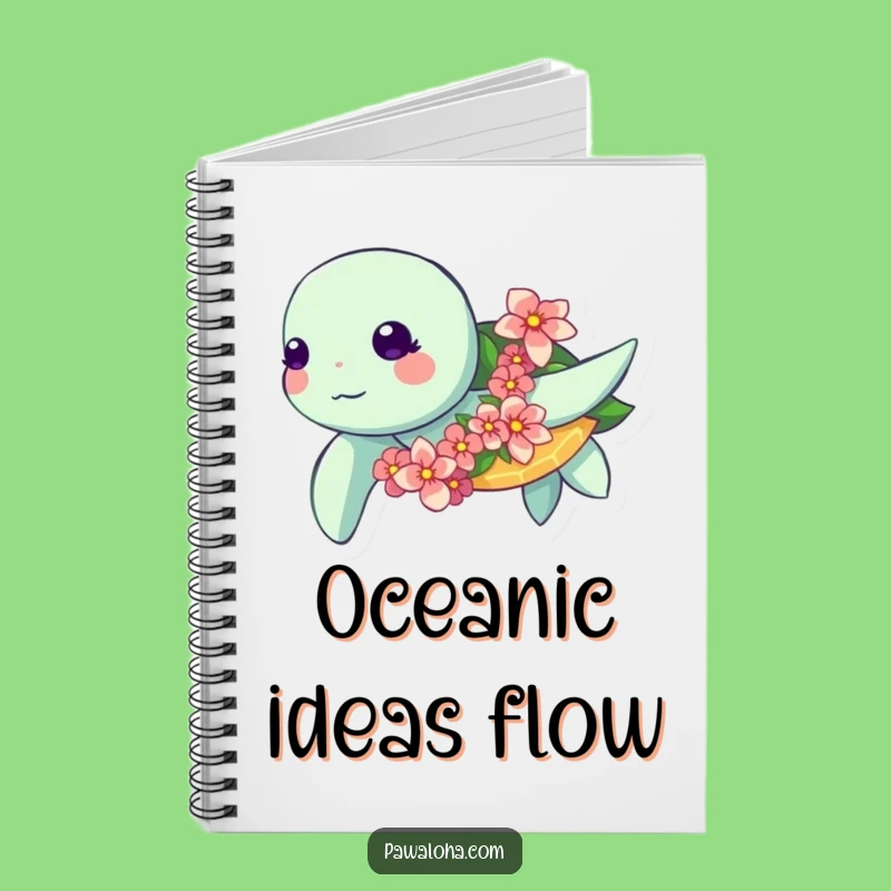 Funny Kawaii Turtle Notebook: Ocean Flower Journal - Gift for Writers