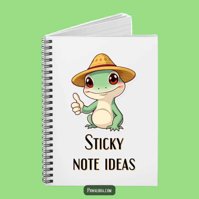 Funny Gecko Notebook: Smiling Straw Hat Character Journal for Notes