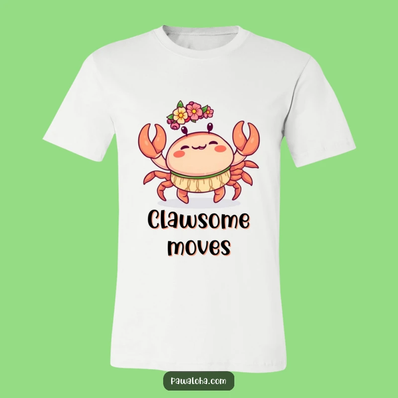 Funny Kawaii Crab T-Shirt: Joyful Hula Dancer Tee - Hilarious Beach Gift