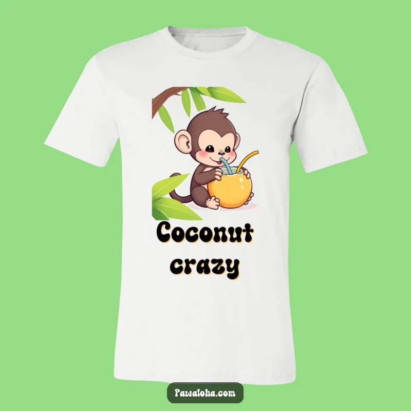 Funny Kawaii Monkey T-Shirt: Coconut Sipper Tee - Hilarious Tropical Gift