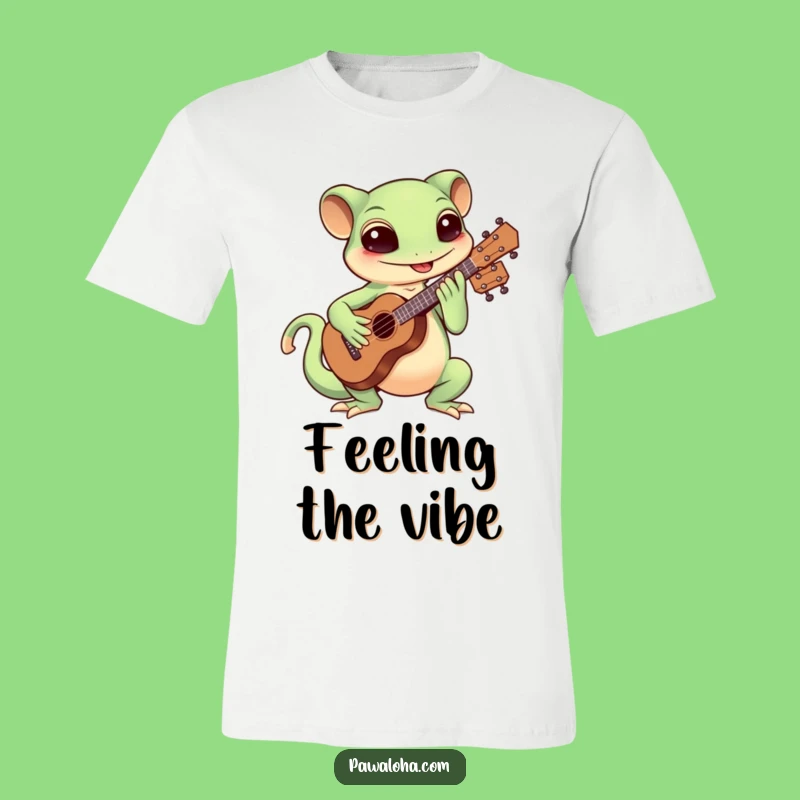 Enthusiastic Kawaii Gecko Ukulele T-Shirt: Funny Musician Gift