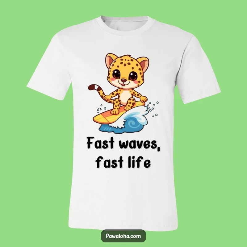 Funny Cheetah Surfer Tee: Cool Cat Catching Waves, Your Go-To Funny Athletic Gift