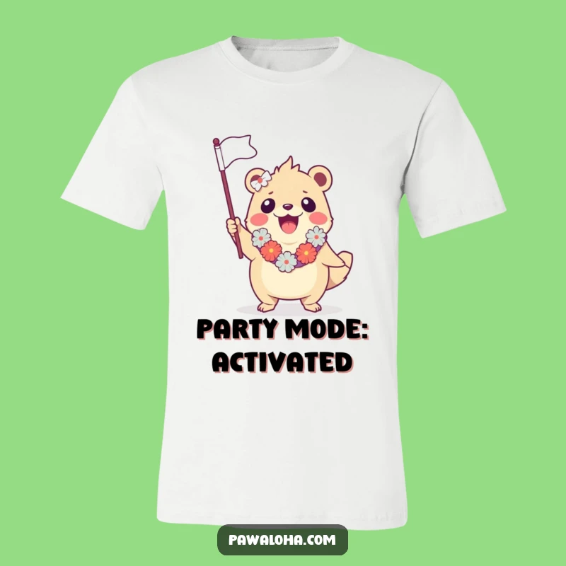 Funny Creature T-Shirt: Enthusiastic Aloha Flag Waving Tee, Perfect Humorous Gift