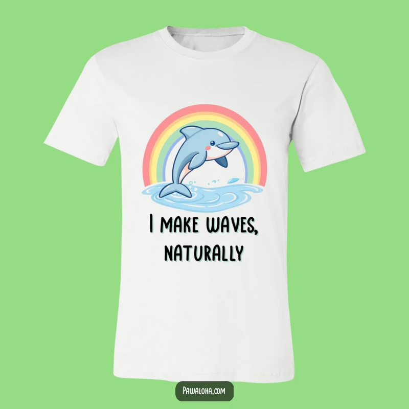 Funny Dolphin T-Shirt, Leaping Rainbow Ocean Graphic Tee, Perfect Joyful Gift