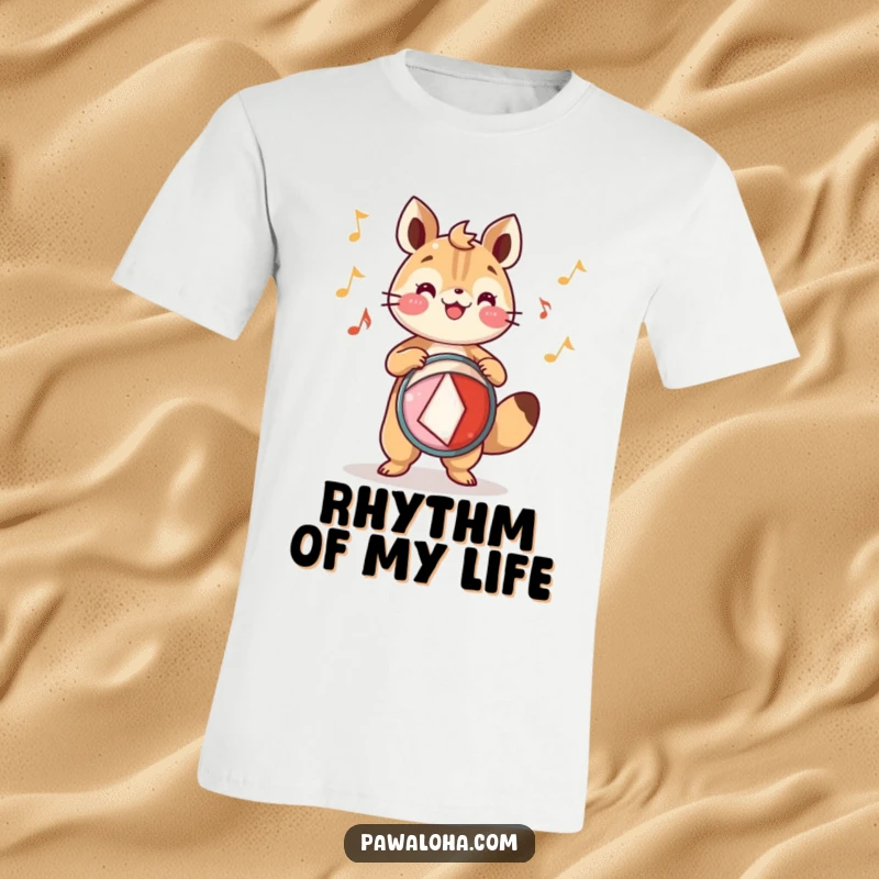 Funny T-Shirt: An animal character joyfully plays a festive drum, capturing a moment of rhythmic celebration and humor.