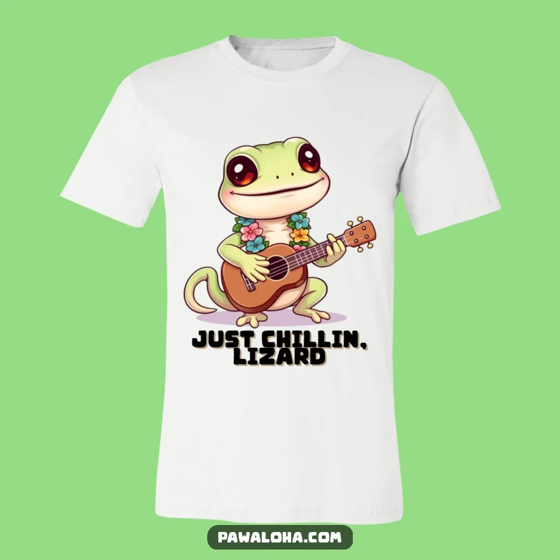 Funny Gecko Lei T-Shirt - Happy Gecko Gift for Music & Aloha Vibes